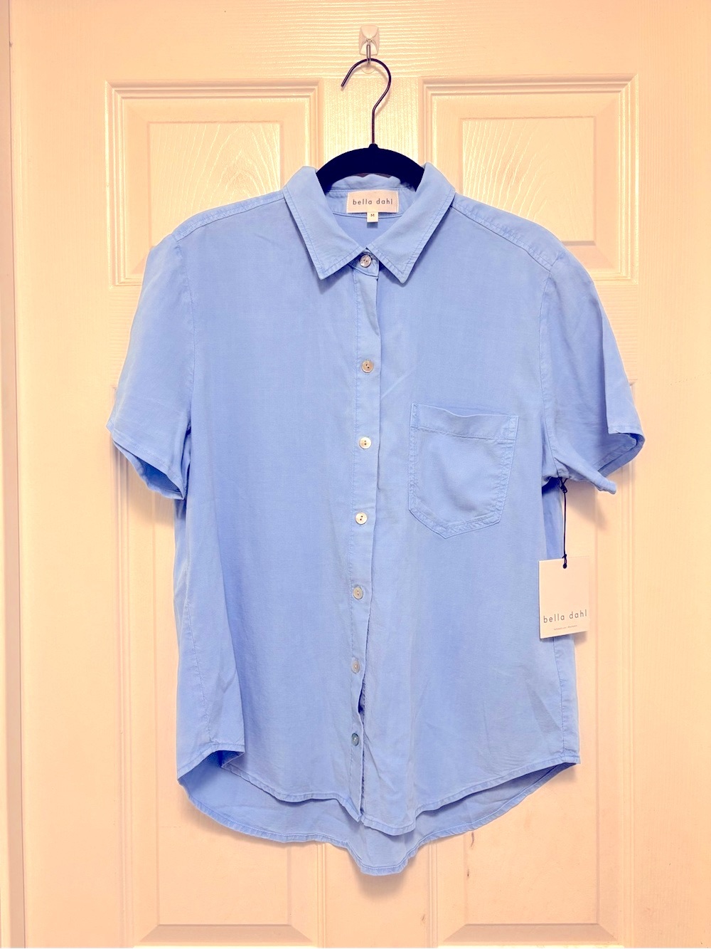 NWT Bella Dahl Short Sleeve Pocket Button Down in Tidal Blue - Picture 4 of 8
